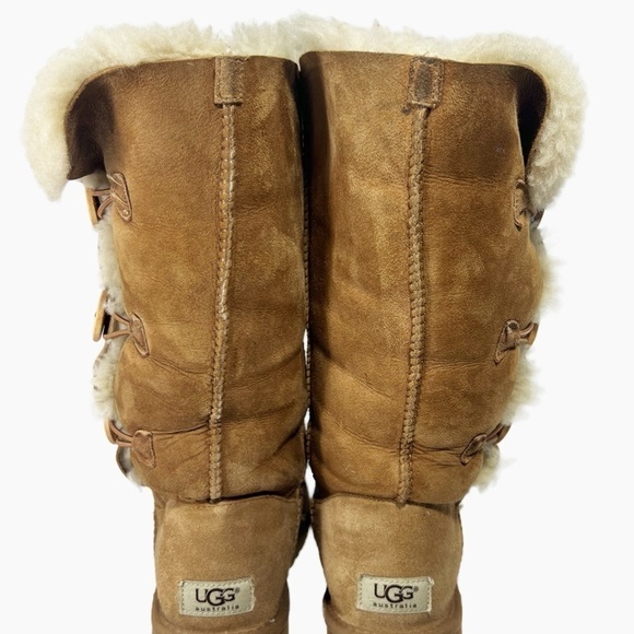 Ugg Eva Brown Suede and Shearling Button Up Boots Womens size 8 - Picture 5 of 15